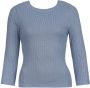 Kocca Glanzende Ribgebreide Top Blauw Dames - Thumbnail 1