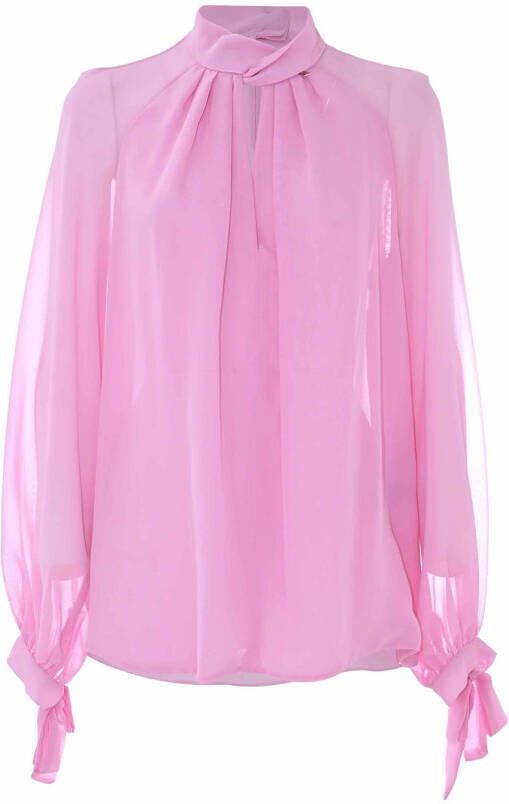Kocca Elegant blouse with bow detail on the cuffs Pink Dames