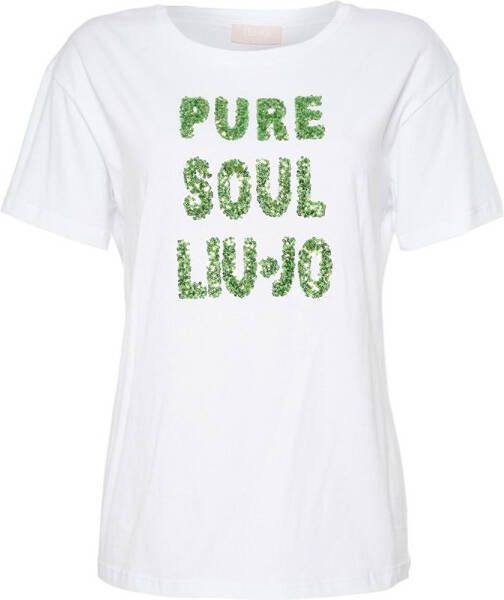 Liu Jo T-shirt met pailletten Soul wit