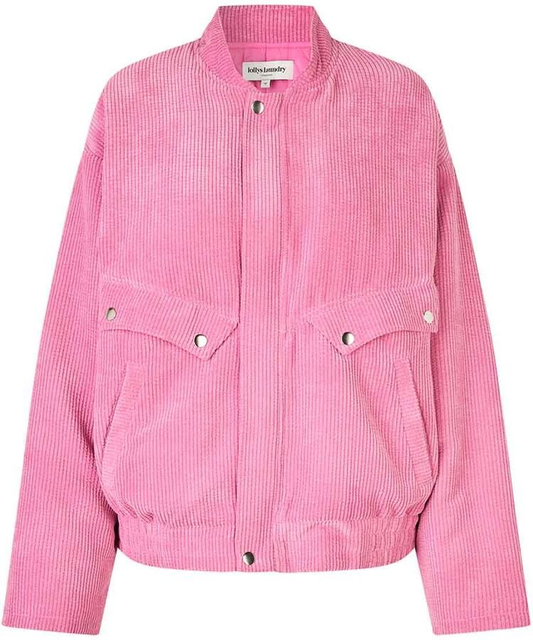 Lollys Laundry Gewatteerde rib bomberjas Ha roze