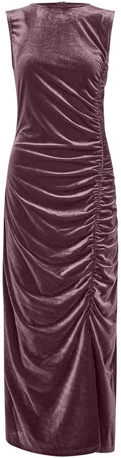 Lollys Laundry Stretch velvet maxi-jurk Luton bordeaux - Foto 1