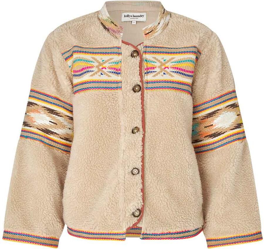 Lollys Laundry Teddy jasje met borduursels Siri beige - Foto 1