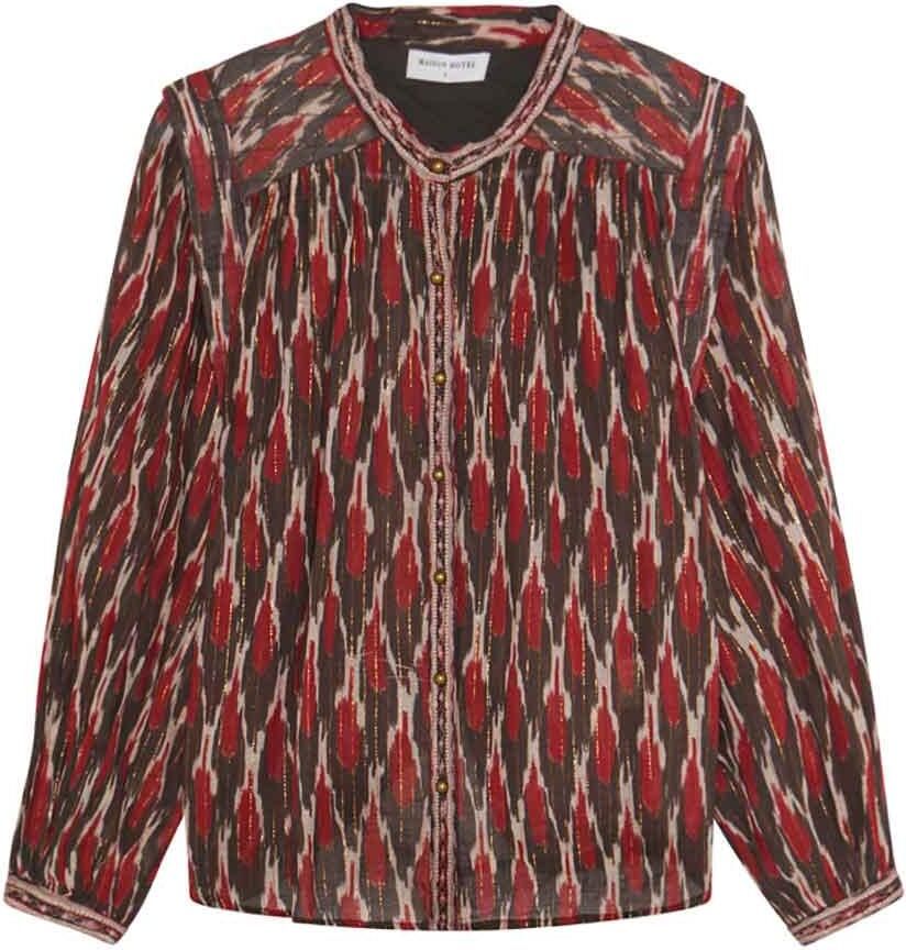 Maison Hotel Blouse met lurex Etta bruin
