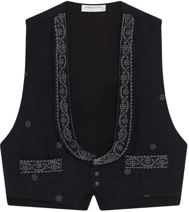 Maison Hotel Gilet met borduursels Lupita zwart
