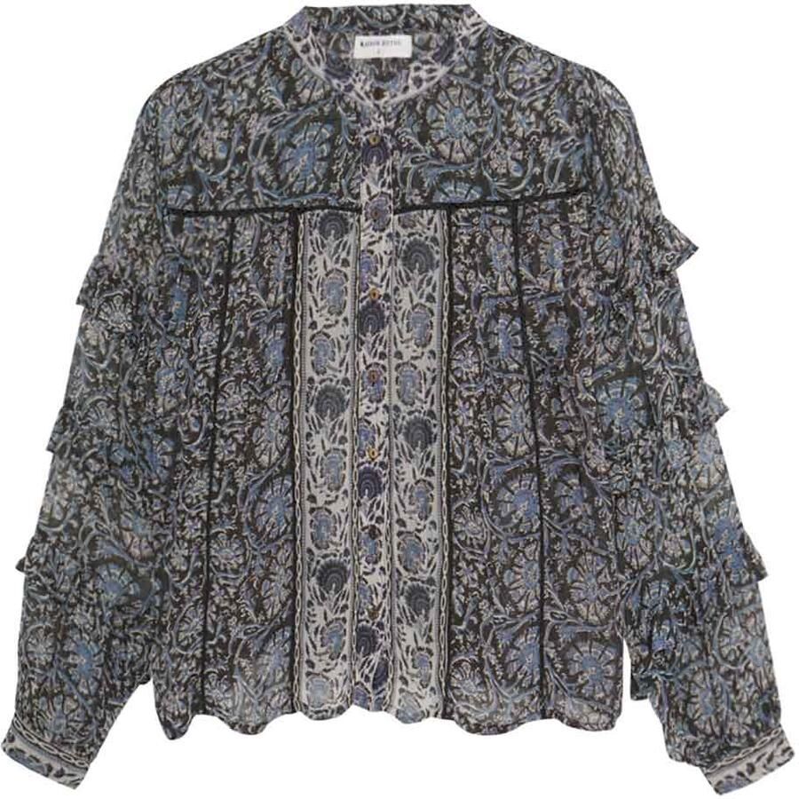 Maison Hotel Viscose blouse met print Camilla blauw