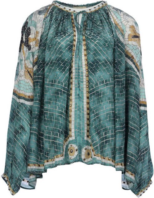 Mes Demoiselles Top met print Mushu blauw