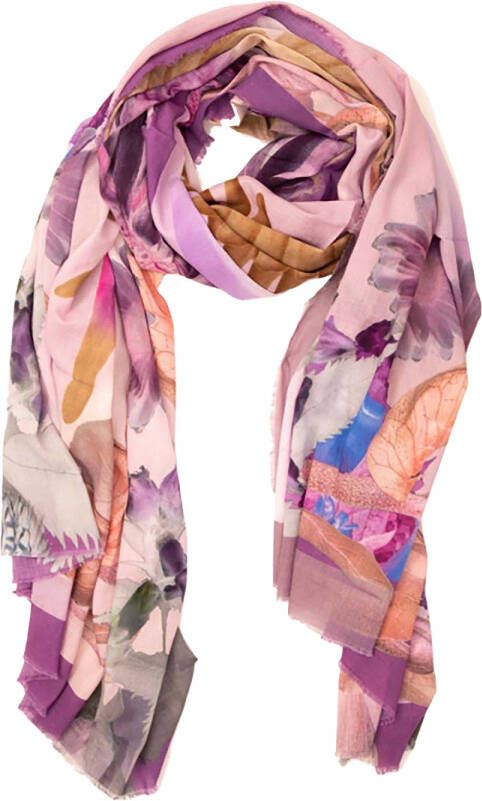 Moment Amsterdam Dunne sjaal met print Flower paars