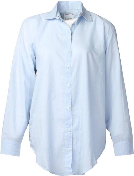 Moment Amsterdam Getailleerde katoenen blouse Laura blauw