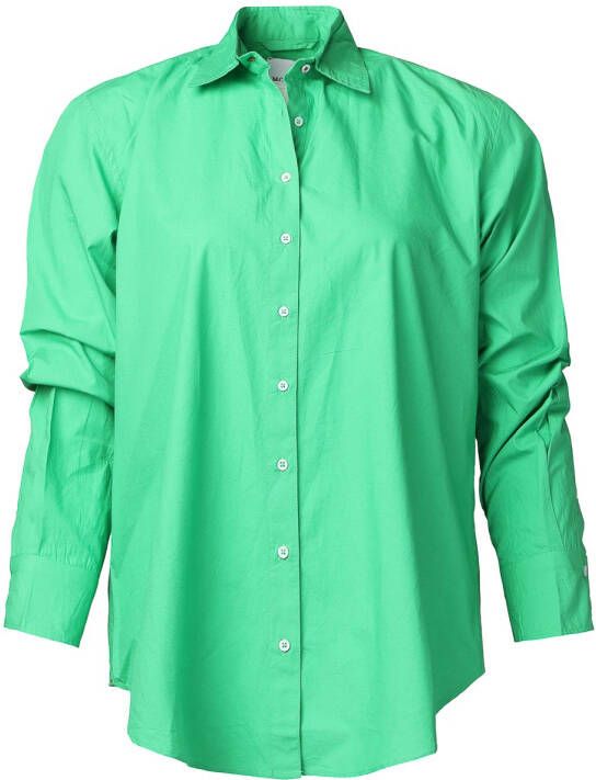 Moment Amsterdam Katoenen blouse Boyfriend groen
