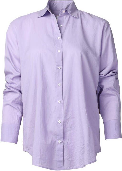 Moment Amsterdam Getailleerde katoenen blouse Laura paars