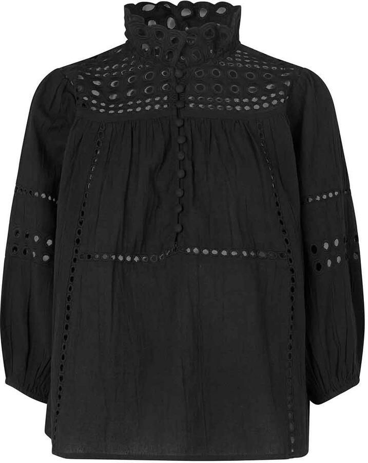 Second Female Broderie blouse Brunie zwart
