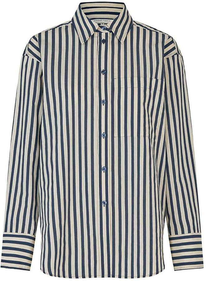 Second Female Gestreepte blouse Aila blauw
