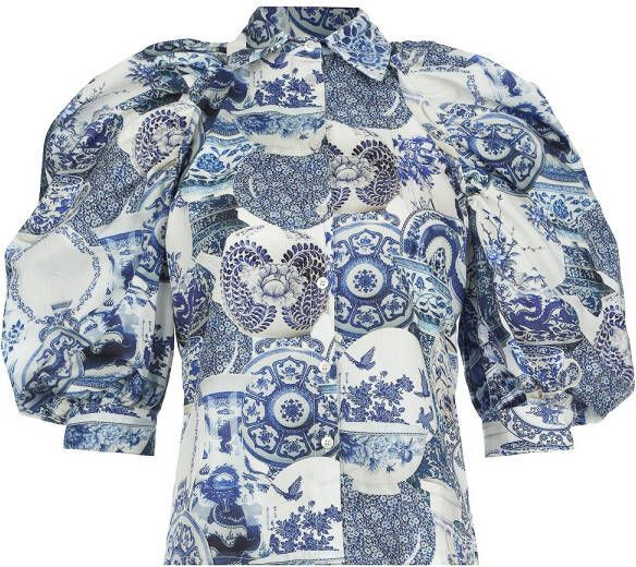 Silvian Heach Blouse met pofmouw Fantasie blauw
