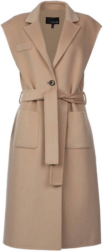 STUDIO AR Wollen longline gilet Farrah camel