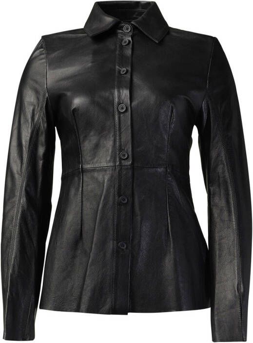 STUDIO AR Leren blouse Nigella zwart
