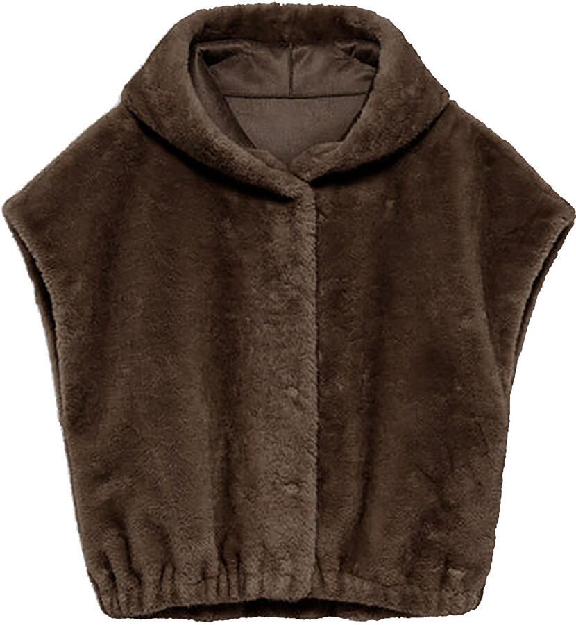 STUDIO AR Faux Mink gilet Olena bruin - Foto 5