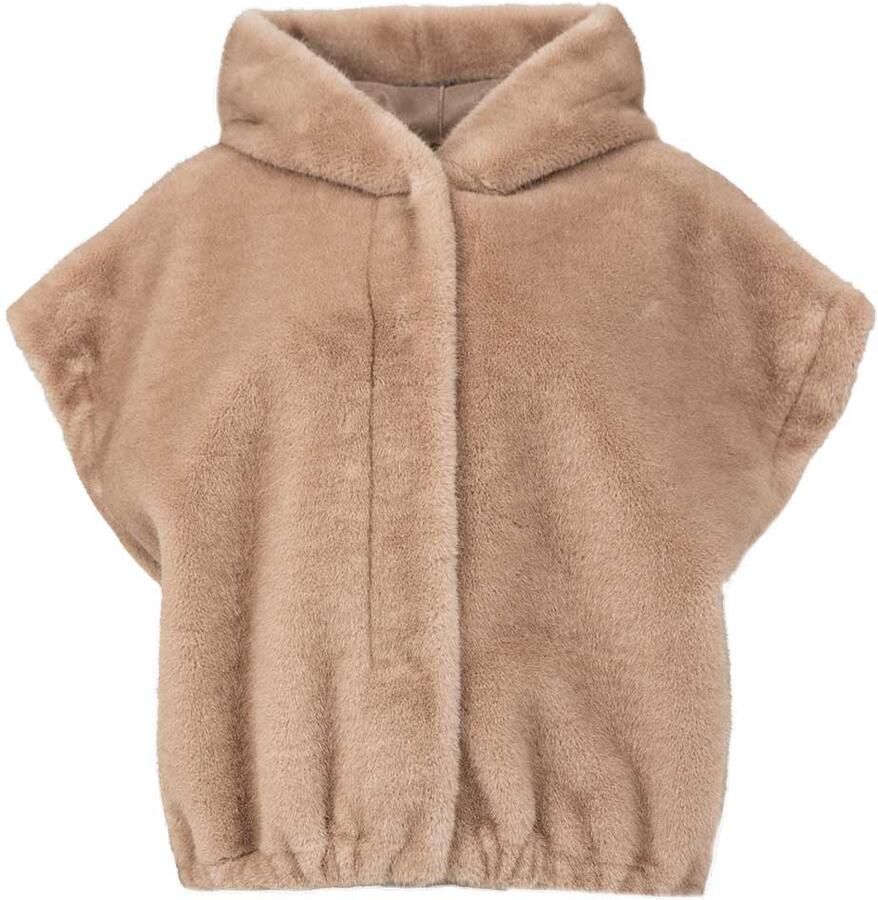 STUDIO AR Faux mink gilet Olena camel - Foto 8