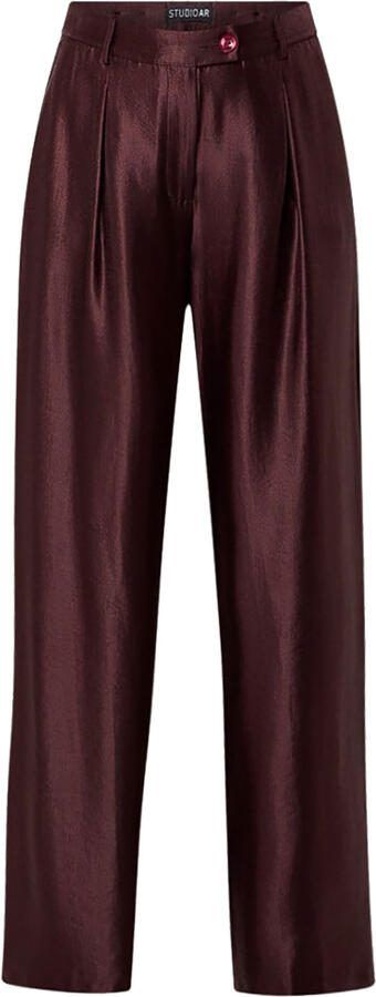 STUDIO AR Eco viscose wide leg pantalon Annis bordeaux