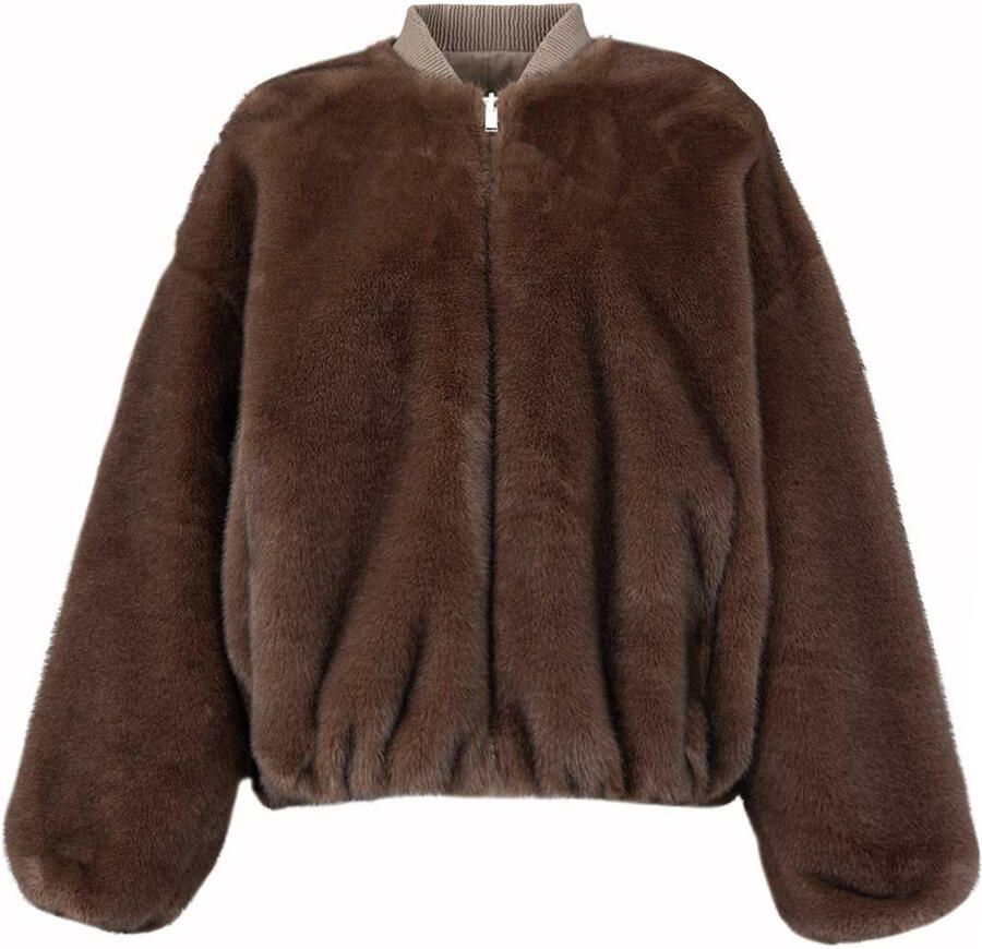 STUDIO AR Reversible faux mink jas Etta bruin - Foto 4