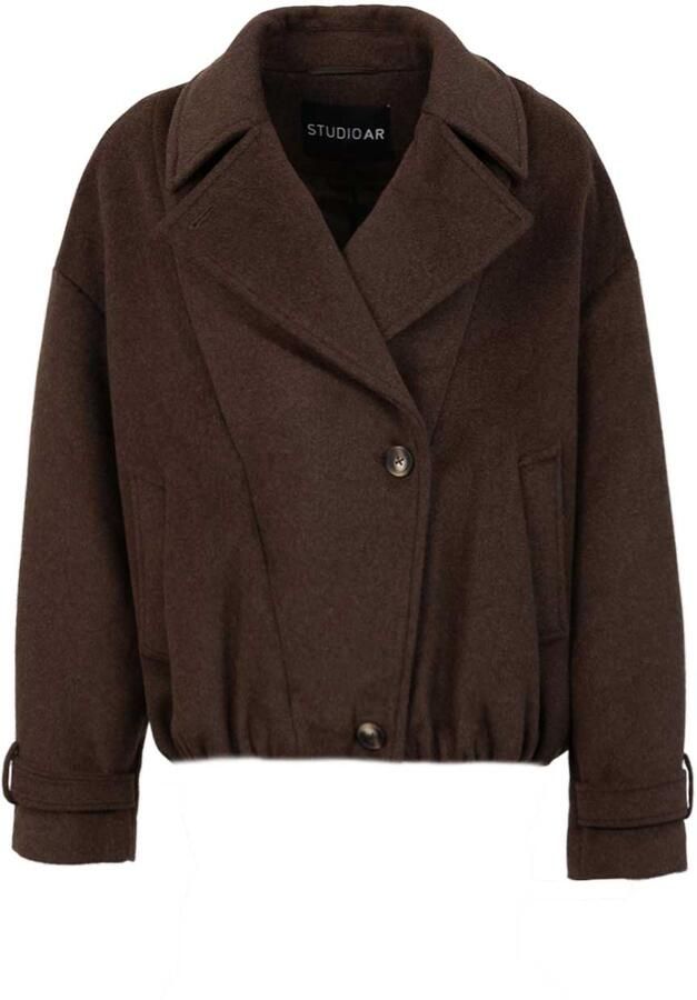 STUDIO AR Wollen bomberjack Silas bruin - Foto 5