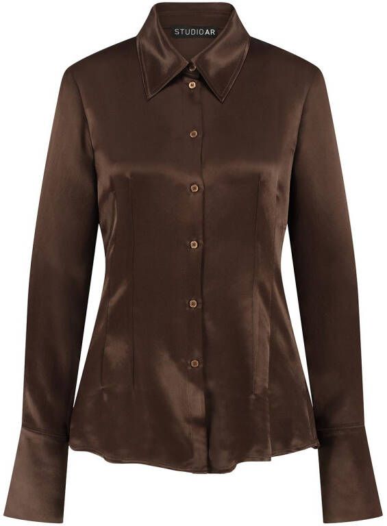 STUDIO AR Satin look blouse Wooly bordeaux