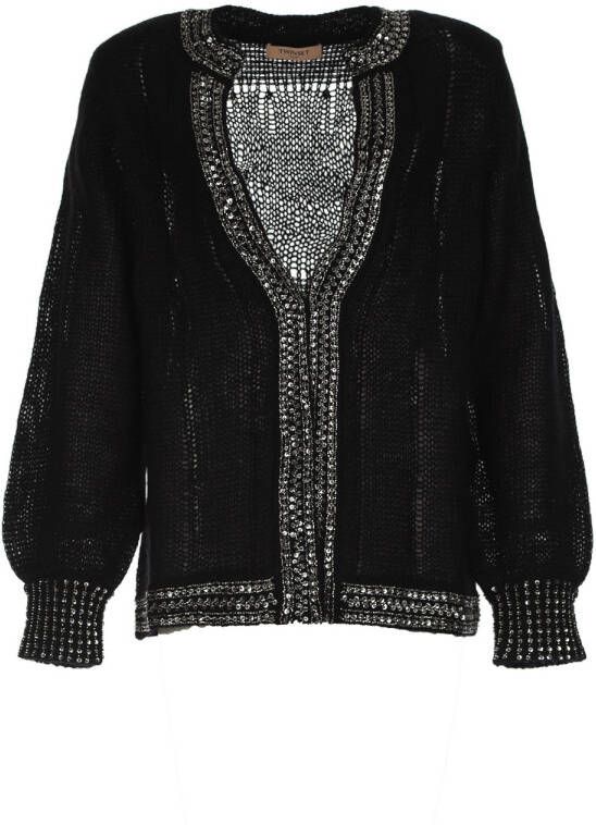Twinset Gebreid vest met steentjes Ruth zwart