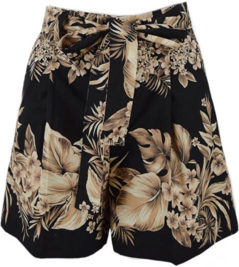 Twinset Bloemenprint Shorts Zwart Beige Multicolor Dames