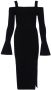 Twinset Zwarte aansluitende lange jurk met uitlopende mouwen Zwart Dames - Thumbnail 2