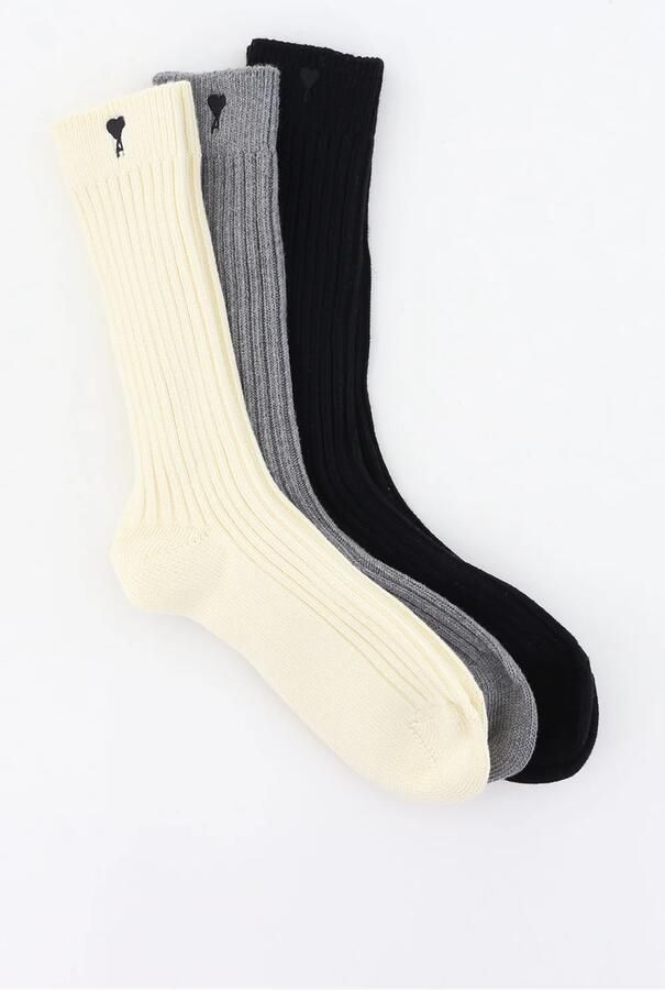 Ami Paris sokken USC611.AK0007 ecru gris noir