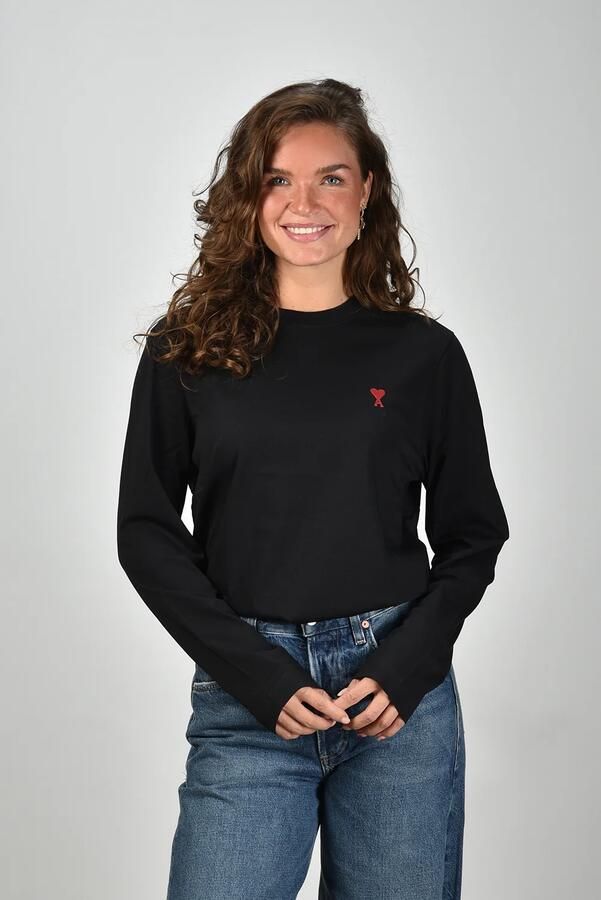 Ami Paris Biologisch Katoenen Longsleeve T-shirt Black - Foto 4