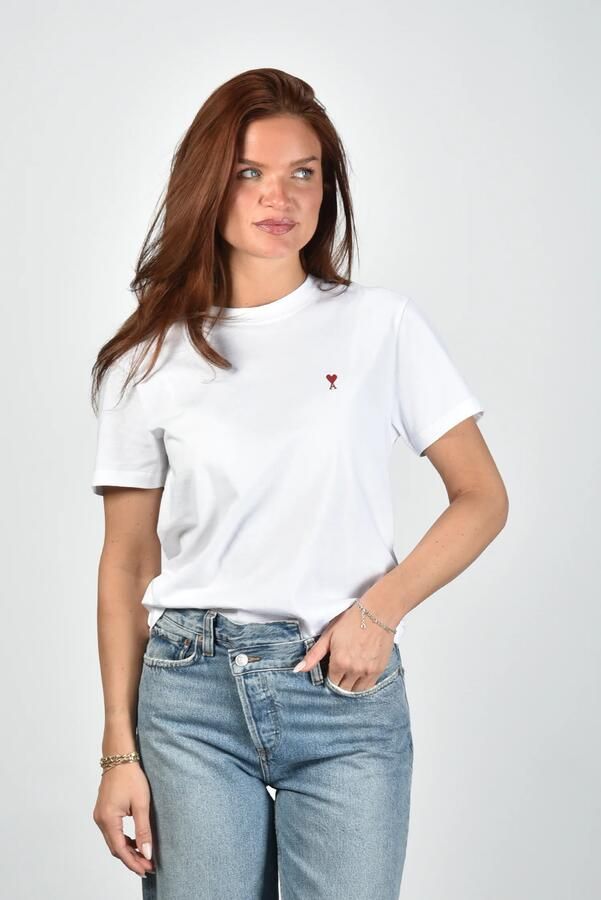 Ami Paris Logo T-shirt Klassiek Katoenen T-shirt White Heren - Foto 2