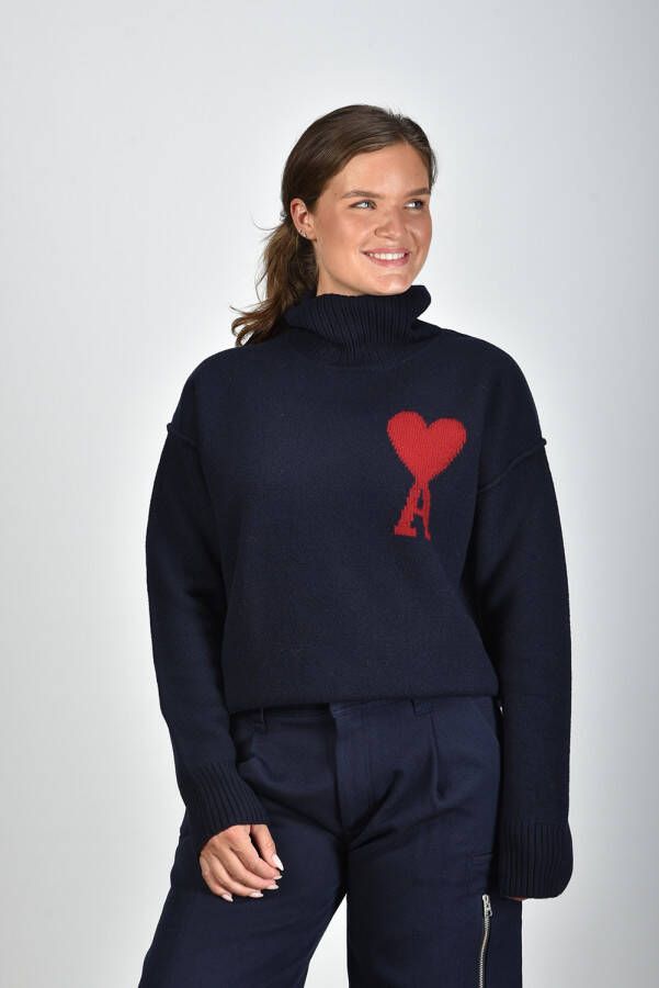 Ami Paris trui Red ADC UKS406.018 blauw