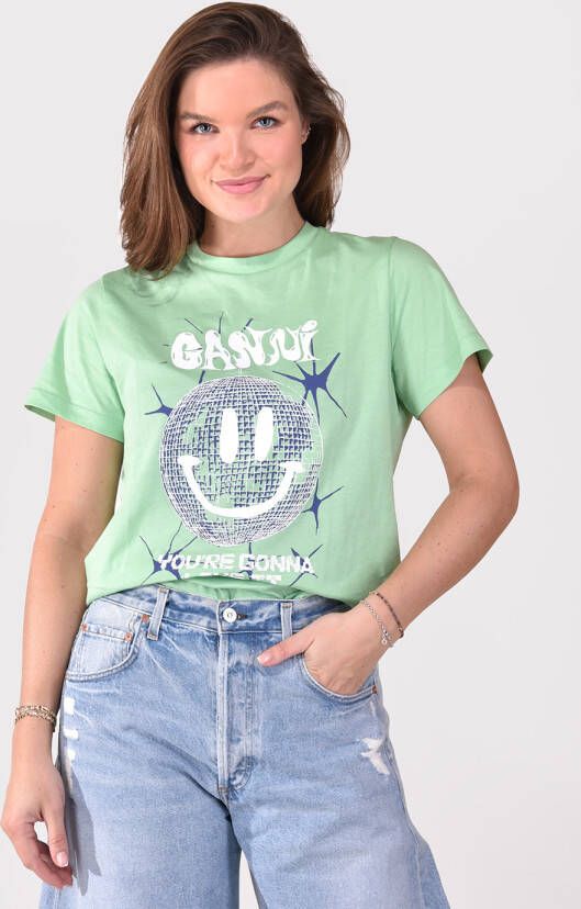 Ganni t-shirt T3359 groen