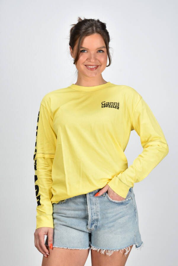 Ganni t-shirt T3425 geel