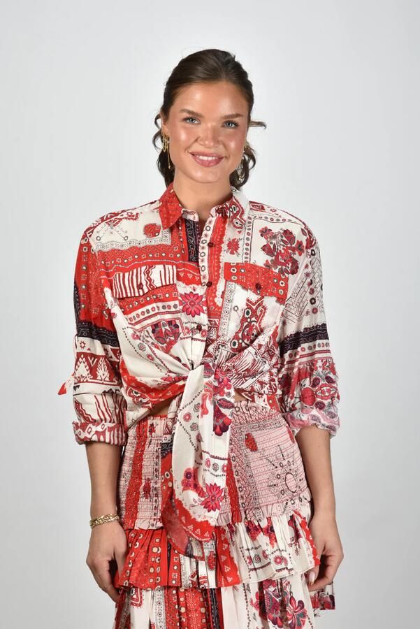 Isabel Marant Etoile blouse Nathy CH0212FA-C1J16E red ecru