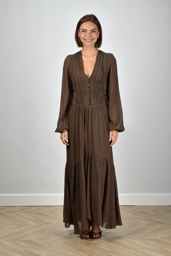 Isabel Marant Etoile jurk Briane RO0798FA-C3J01E khaki
