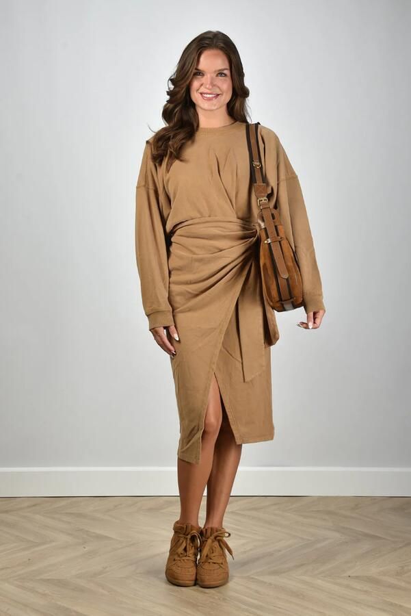 Isabel Marant Etoile jurk Sandrina RO0721FA-B1M05E caramel