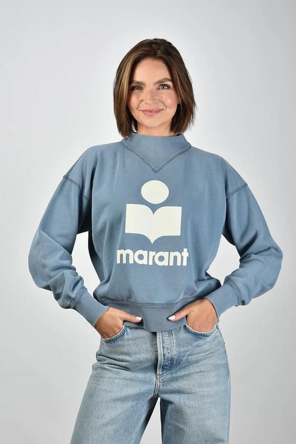 Isabel Marant Etoile trui Moby SW0003FA-C3M07E slate blue ecru
