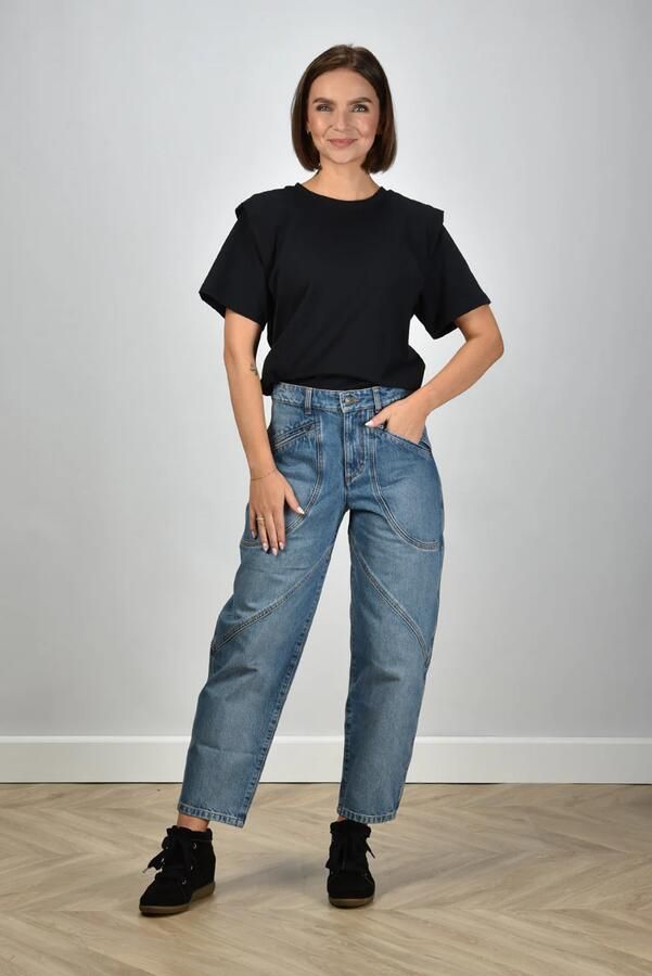 Isabel Marant Étoile T-Shirt met Gestructureerde Schouders Black Dames