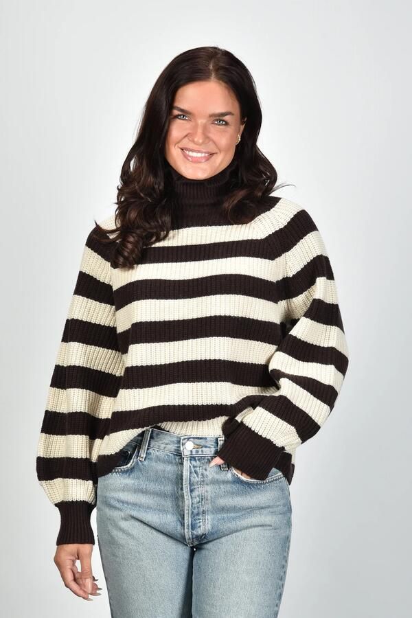 Max Mara trui MXMPONTILE 015 DARK BROWN BIG STRIPE