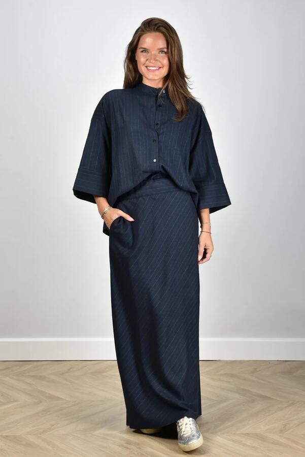 Sea Me Happy rok Juliana Wool Striped navy blue