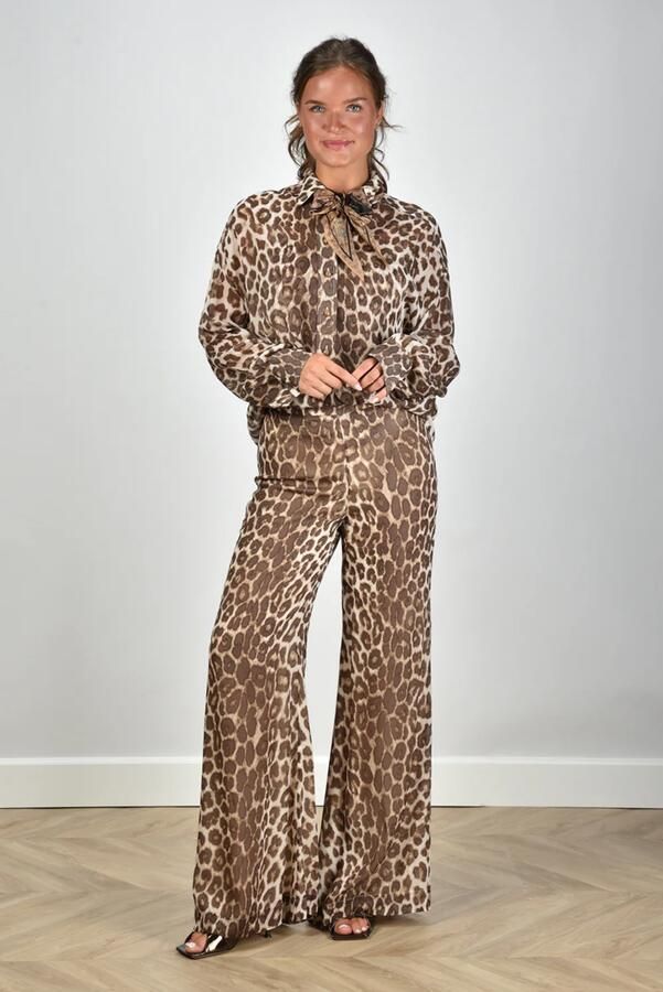 Zimmer n broek Illustration Flare 8064PF241 chocolate leopard