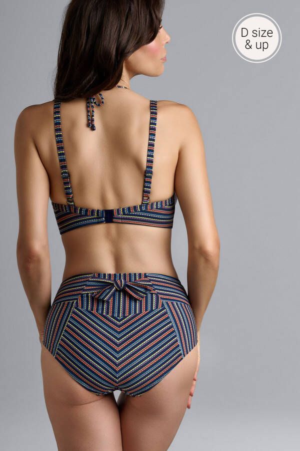 Marlies Dekkers holi vintage niet-voorgevormde balconette bikini top wired unpadded dark blue rainbow