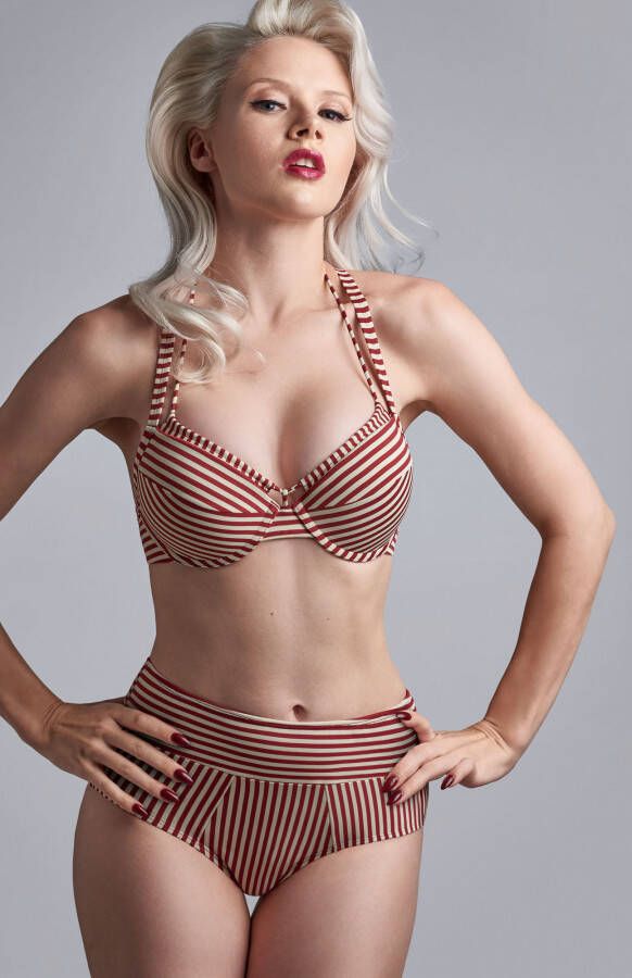 Marlies Dekkers holi vintage push up bikini top wired padded red-ecru
