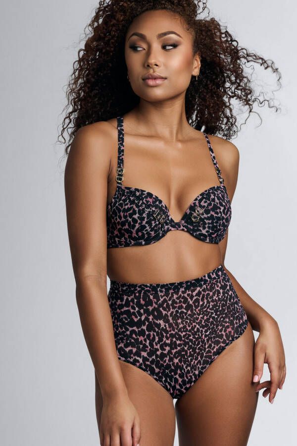 Marlies Dekkers night fever push up bh wired padded black pink leopard