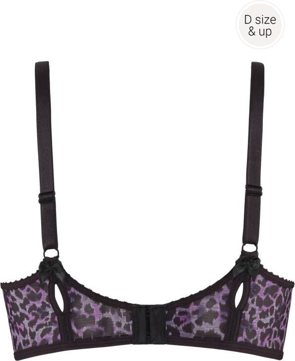 Marlies Dekkers peekaboo niet-voorgevormde balconette bh wired unpadded black purple leopard