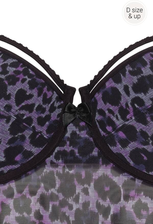 Marlies Dekkers peekaboo plunge balconette body wired padded black purple leopard