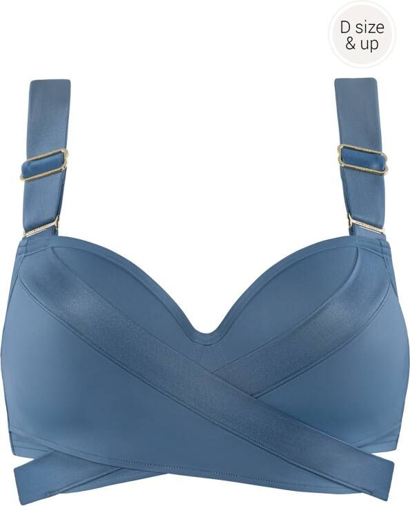 Marlies Dekkers cache coeur plunge balconette bikini top wired padded air force blue
