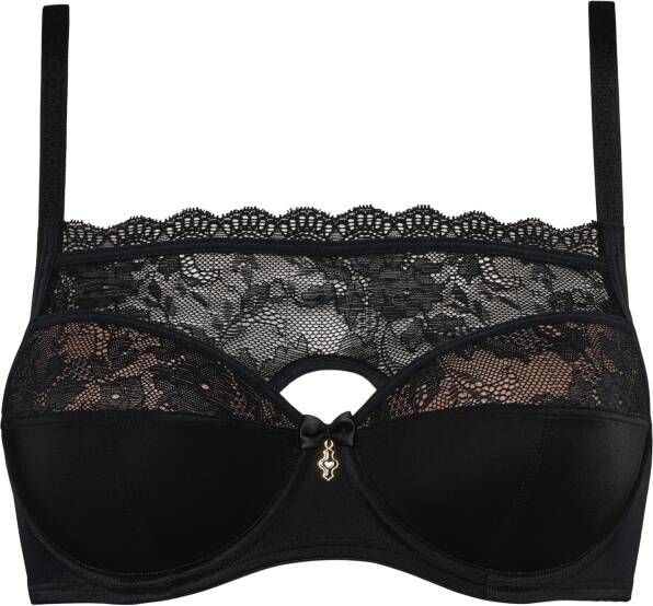 Marlies Dekkers carita plunge balconette bh wired padded black lace and sand