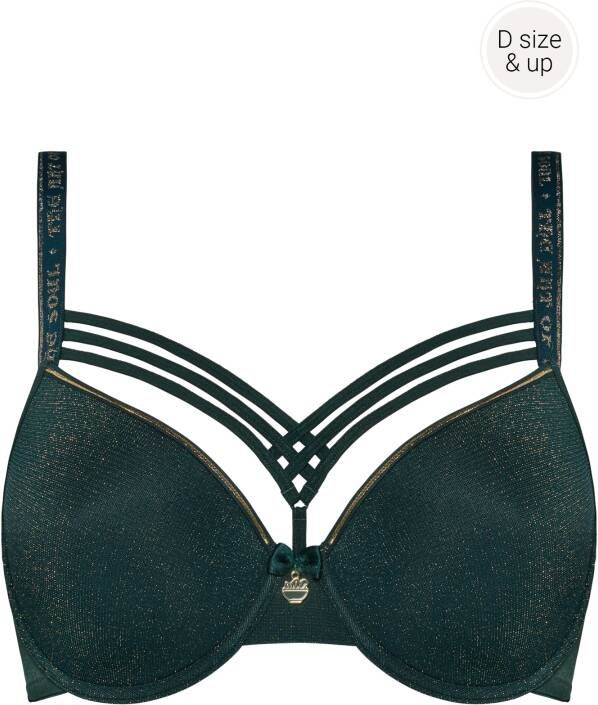 Marlies Dekkers dame de paris plunge bh wired padded pine green and gold lurex